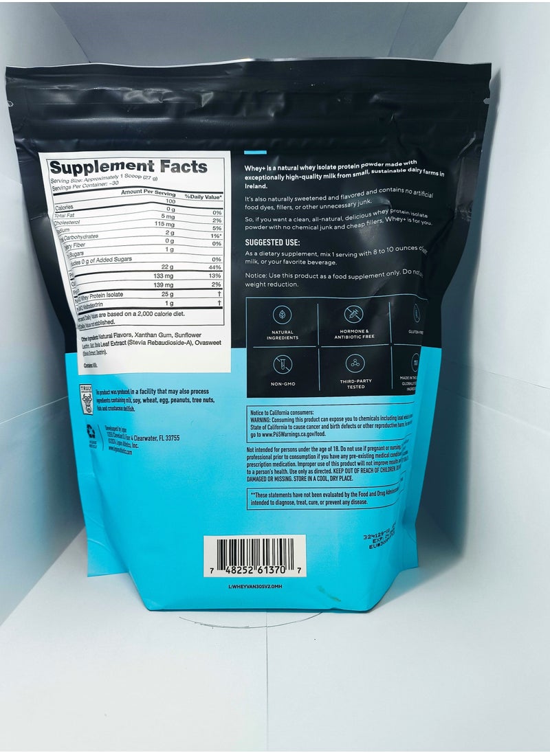 Legion Athletics - Whey+ Protein Powder Grass Fed Whey Isolate Naturally Sweetened And Flavored No Added Sugars 22 Grams Per Serving, 816 Grams 28.8 Oz/1.78 Lbs 30 Servings - French Vanilla - Image 1