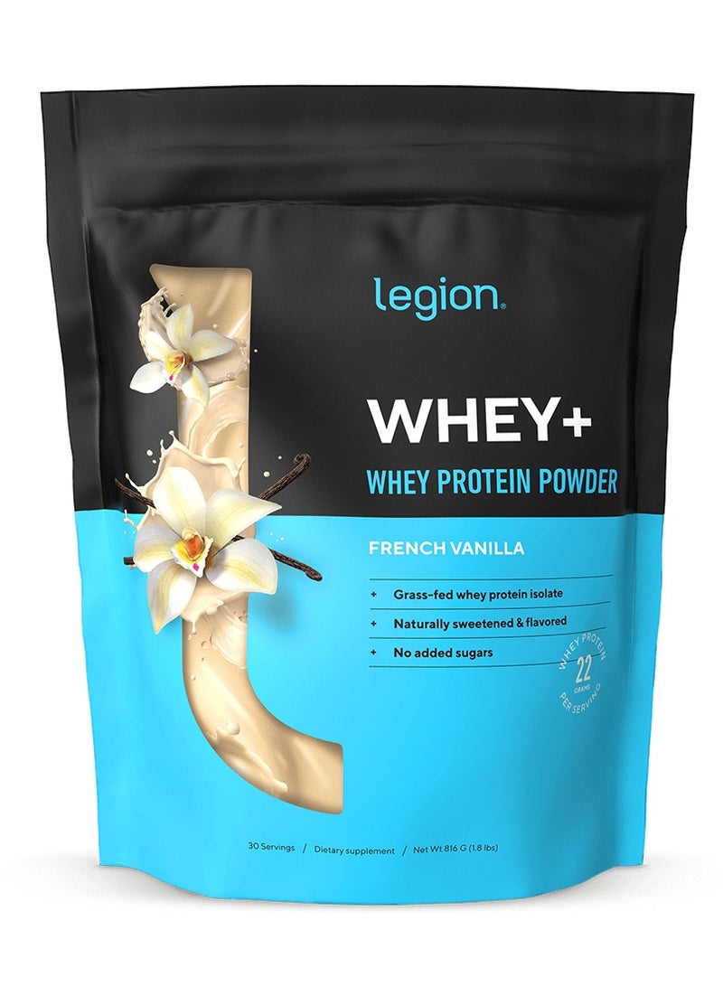 Legion Athletics Whey+ Protein Powder French Vanilla Naturally Sweetened And Flavored - Grass Fed Whey Isolate, Harmone & Antibiotic free, No Added Sugars 22 Grams Per Serving, 30 Servings - 816 Grams 28.8 Oz/1.78 Lbs - Image 1