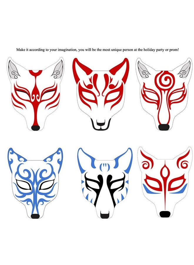 Alodidae - Fox Mask 3 Pcs Diy Animal Masquerade Masks White Paintable Halloween Party Wolf Cosplay Costume Accessory - Image 1