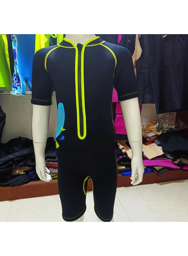 Loquat Children's Short-sleeved Beach Swimsuit Snorkeling Surfing Suit Waterproof Quick-drying Windproof Warm One-piece Swimsuit-Color:Black-Custom- - Image 1