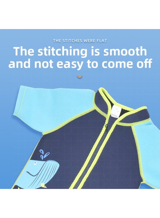 Loquat Children's Short-sleeved Beach Swimsuit Snorkeling Surfing Suit Waterproof Quick-drying Windproof Warm One-piece Swimsuit-Color:Black-Custom- - Image 4