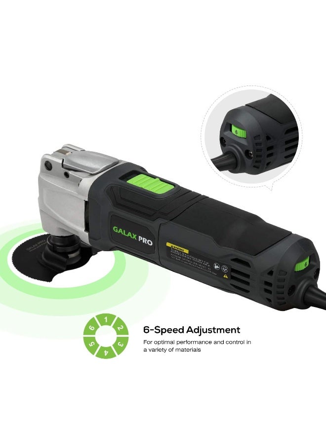 GALAX PRO 2.4Amp 6 Variable Speed Oscillating Multi-Tool Kit with Quick-Lock accessory change, Oscillating Angle:3°, 28pcs Accessories and Carry Bag