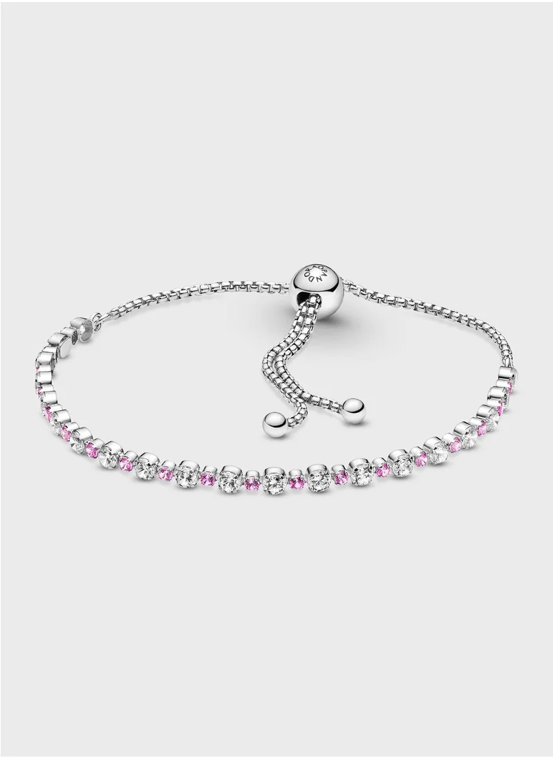 PANDORA Pink & Clear Sparkle Slider Bracelet