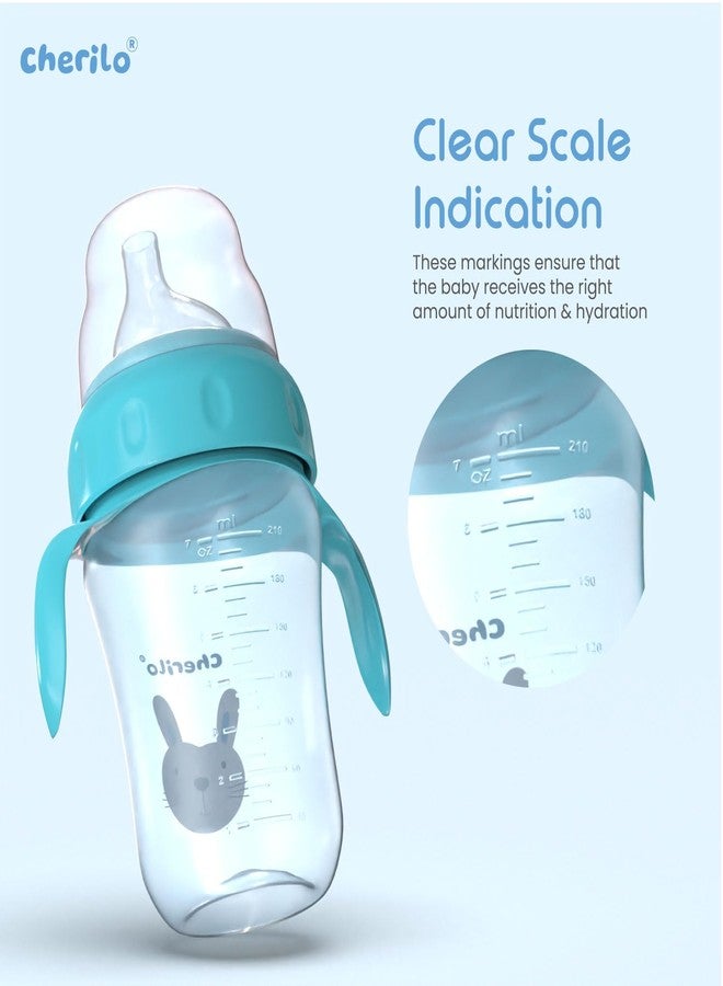 Cherilo Little Bunny Baby Sipper Bottle for Kids, Anti-Spill Sipper for Baby 6 to 12 Months, Silicone Spout & Straw Baby Water Bottle with Handle, Non-Toxic, BPA Free, Blue, 300ml, 6m+ - Image 3