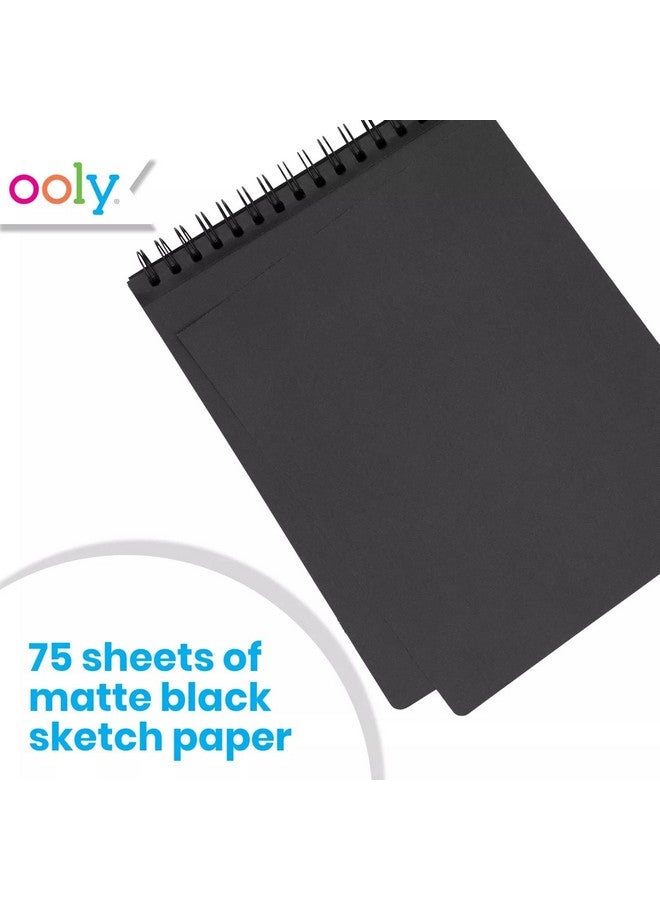 OOLY DIY Cover Small Sketchbook, 5 x 7.5 Inches, Black Paper Sketchbook, Drawing Book for Kids, Adults, Students, and Artists, Great Drawing Pad for Gel Pens, White Pencils, Ooly Paints, and More - Image 2