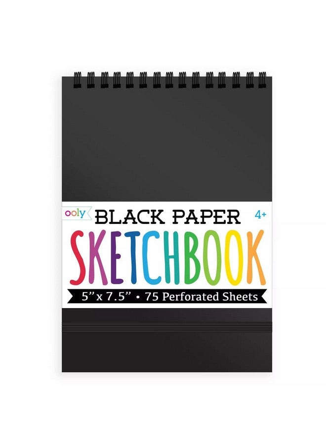 OOLY DIY Cover Small Sketchbook, 5 x 7.5 Inches, Black Paper Sketchbook, Drawing Book for Kids, Adults, Students, and Artists, Great Drawing Pad for Gel Pens, White Pencils, Ooly Paints, and More - Image 1