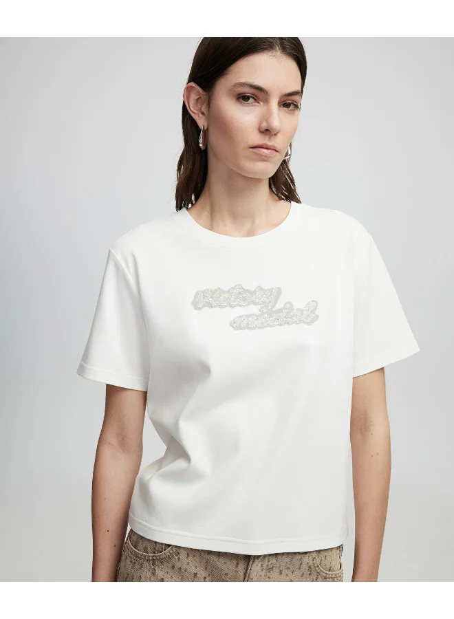 T-Shirt With Embroidered Slogan