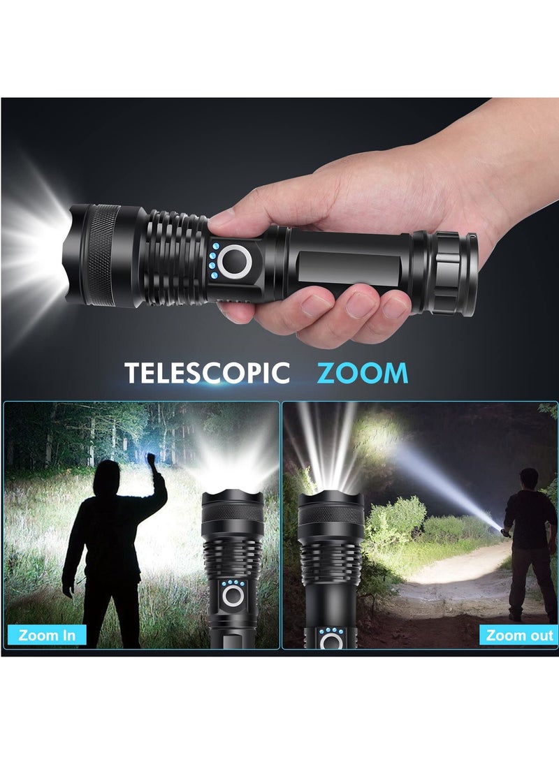 Rechargeable LED Flashlight, Super Bright Tactical Flashlight, 10000 High Lumen Flashlight, 5 Modes Zoomable Flashlight, Waterproof Flashlight, for Camping, Outdoor Activities and Emergencies - Image 4