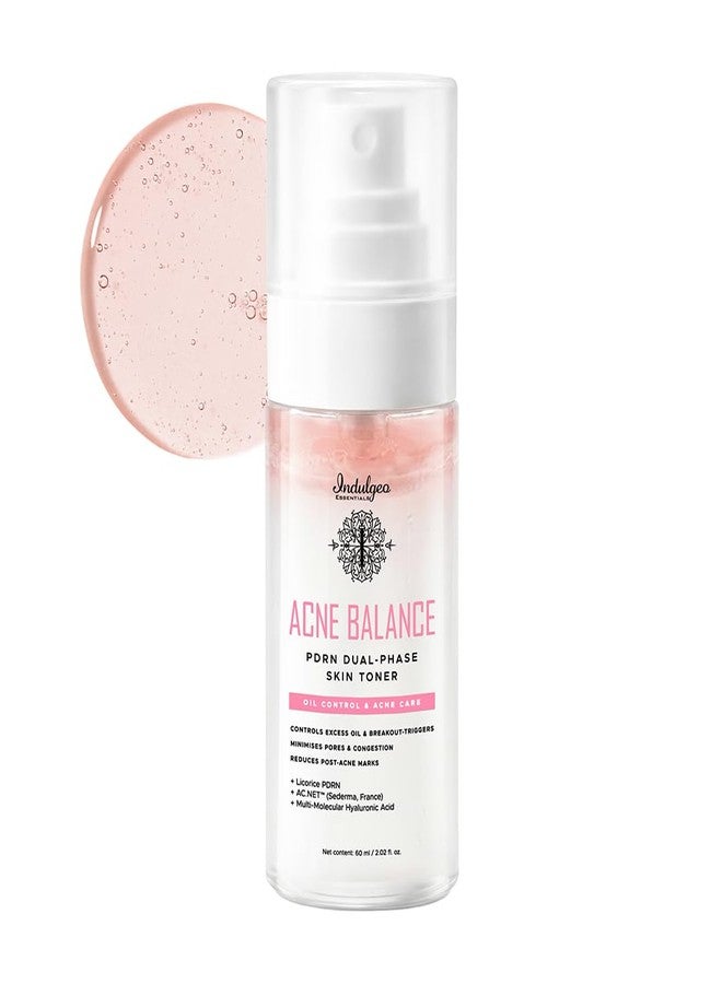Indulgeo Essentials Acne Balance PDRN Dual Phase Skin Toner 60ml | Acne Control + Makeup Mist - Image 1