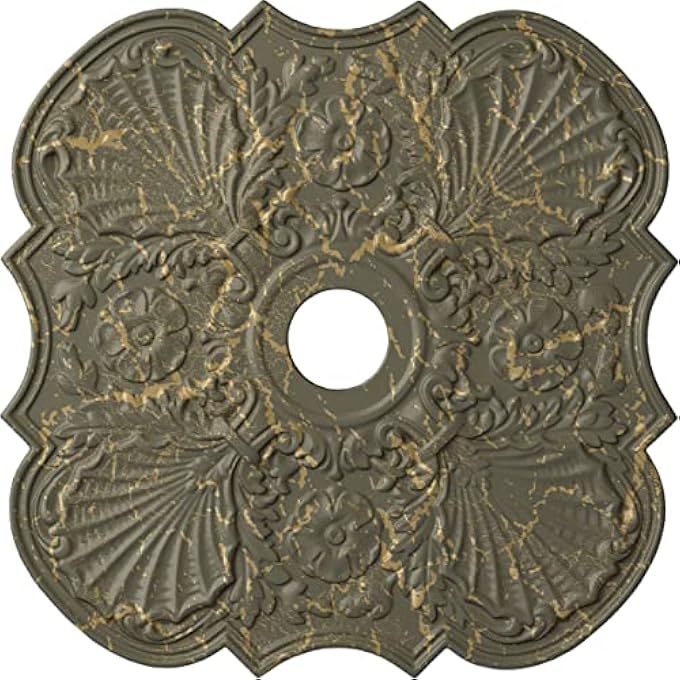 CM29FWWHC FLOWER CEILING MEDALLION, 29"OD X 3 5/8"ID X 1 3/8"P (FITS CANOPIES UP TO 6 1/4"), HAND-PAINTED WITCH HAZEL LE - Image 1