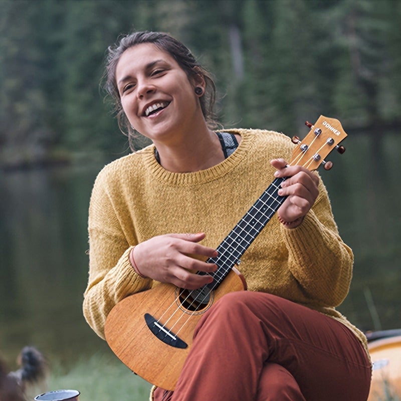 Donner Ukulele 23 Inch Mahogany with Accessories Free Online Lesson Bag Case Strap Picks Cloth Strings Gift Acoustic Mini Guitar for Beginner - Image 1
