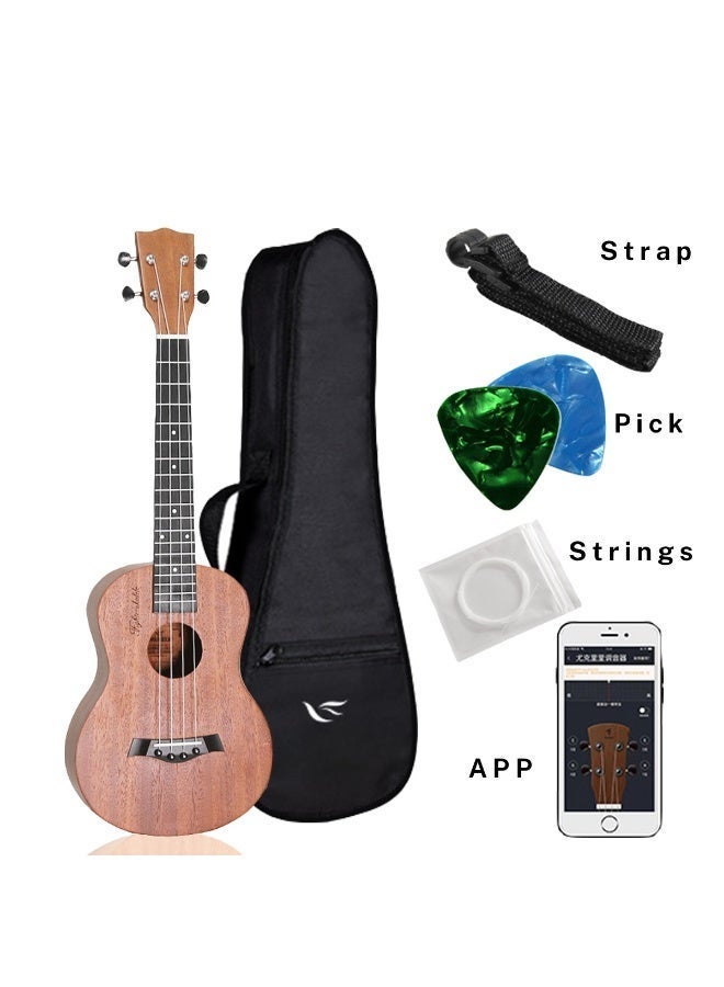 Donner Ukulele 23 Inch Mahogany with Accessories Free Online Lesson Bag Case Strap Picks Cloth Strings Gift Acoustic Mini Guitar for Beginner - Image 3