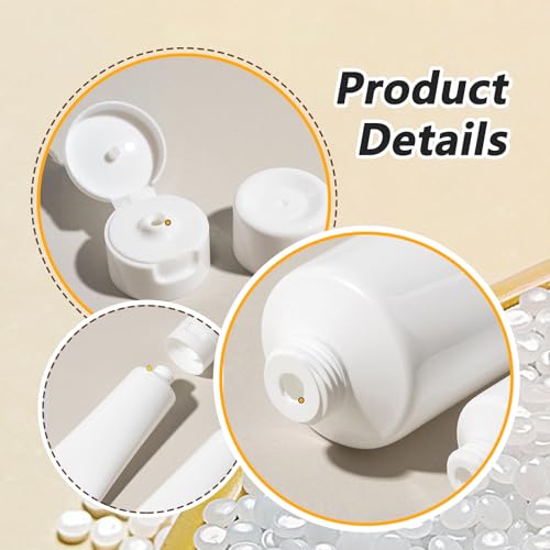 UPSTORE 20PCS White Plastic Refill Cosmetic Soft Tubes Leakproof Makeup Travel Packing Vials Bottles with Flip Cover Sample Storage Containers Dispenser for Shampoo Toiletries (30ml/1oz) - Image 4