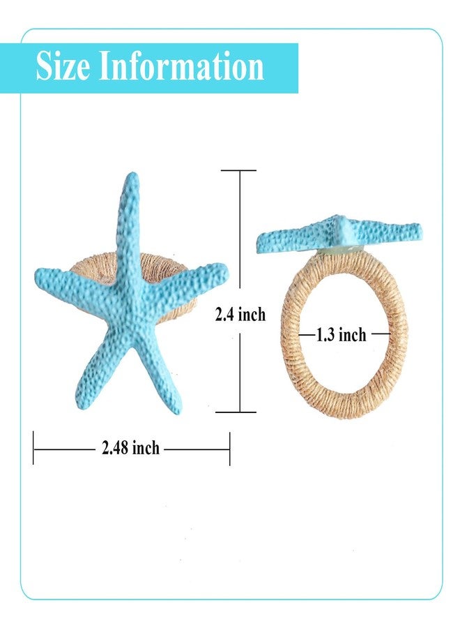 Utalek Starfish Napkin Rings Set of 6, Blue Sea Star Napkin Ring Holders for Crafts, Beach, Dinner Party, Wedding, Theme Party, Banquet, Nautical, Coastal Table Decor - Image 3