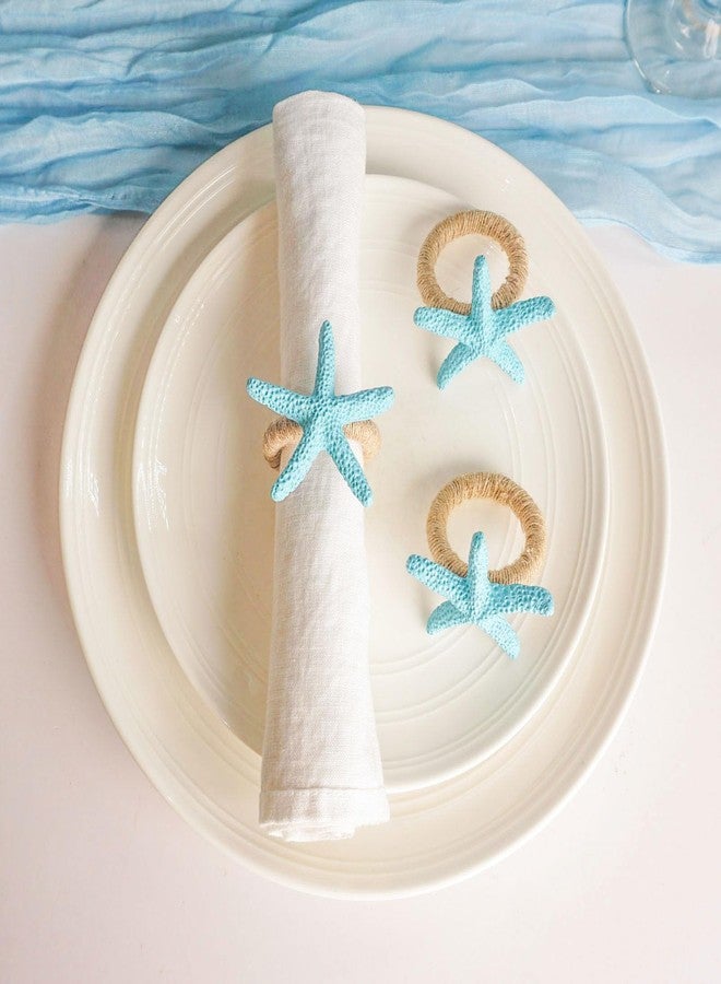 Utalek Starfish Napkin Rings Set of 6, Blue Sea Star Napkin Ring Holders for Crafts, Beach, Dinner Party, Wedding, Theme Party, Banquet, Nautical, Coastal Table Decor - Image 5