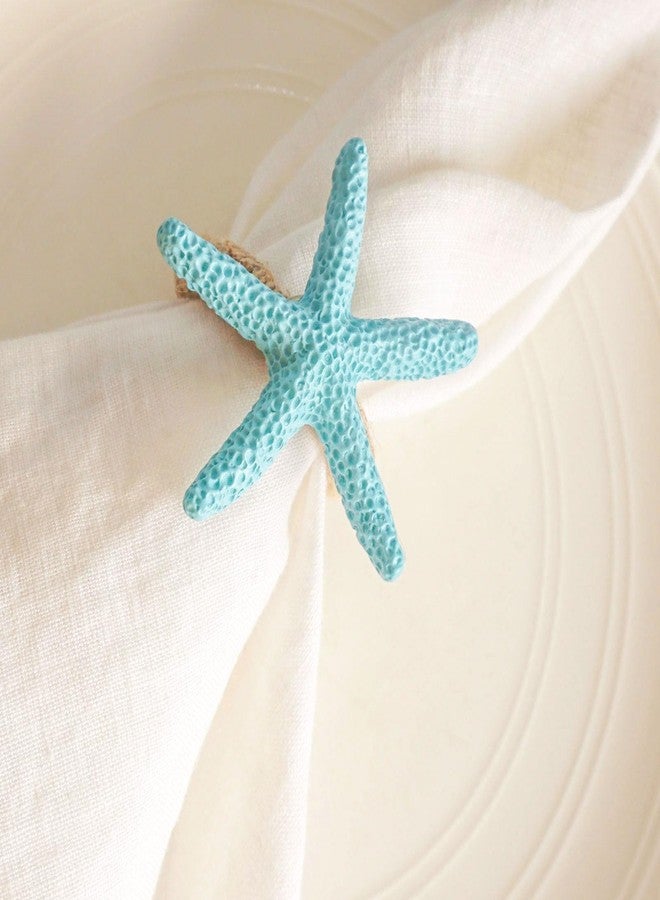 Utalek Starfish Napkin Rings Set of 6, Blue Sea Star Napkin Ring Holders for Crafts, Beach, Dinner Party, Wedding, Theme Party, Banquet, Nautical, Coastal Table Decor - Image 1