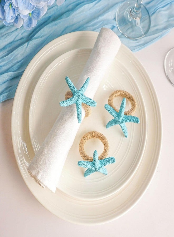 Utalek Starfish Napkin Rings Set of 6, Blue Sea Star Napkin Ring Holders for Crafts, Beach, Dinner Party, Wedding, Theme Party, Banquet, Nautical, Coastal Table Decor - Image 4