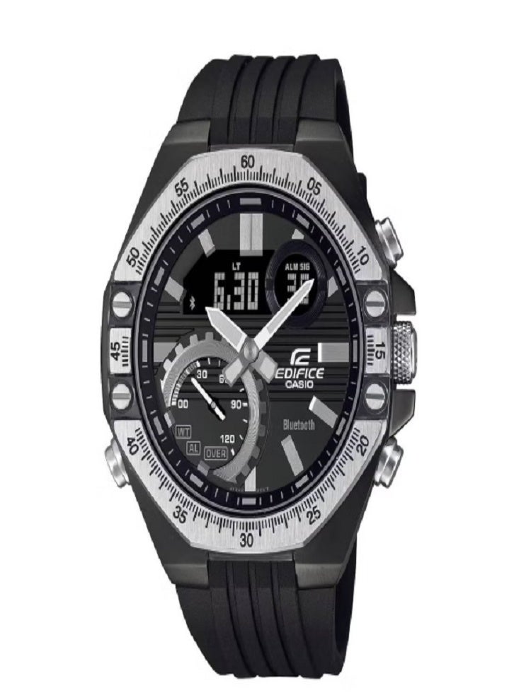 كاسيو ساعة إيديفيس للرجال بسوار مطاطي تناظري ورقمي ECB-10TP-1ADF - Image 1