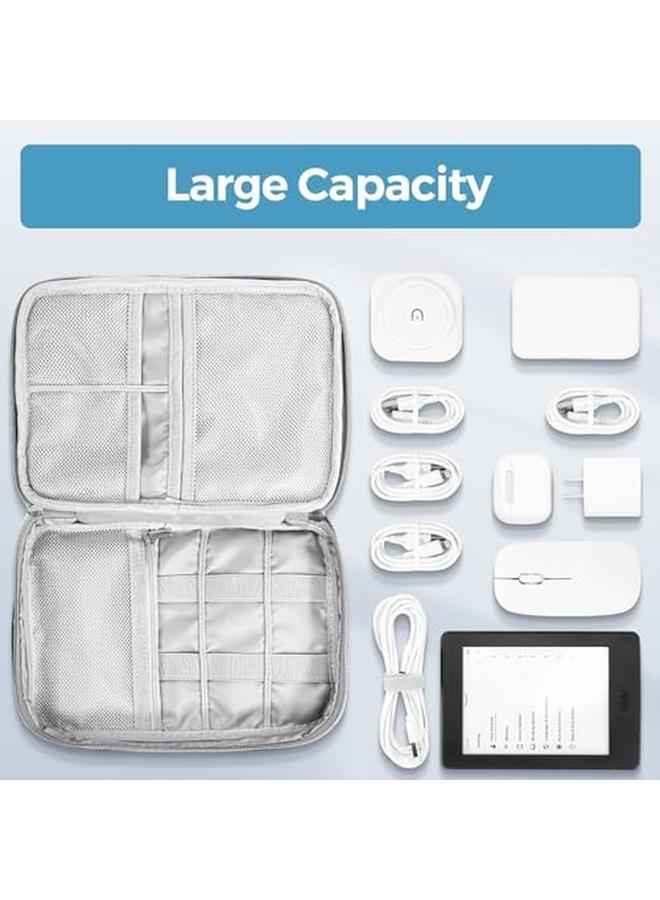Procases Electronics Organizer Travel Case Tech Bag Accessories Pouch For Cords Charger Cables Power Bank Adapters Wire Grey - Image 2