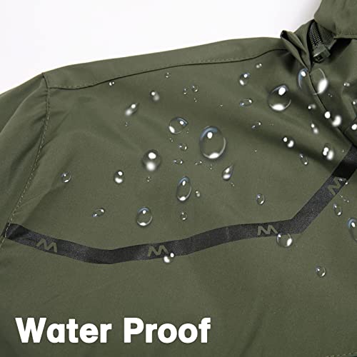 GIISAM Army Green Rain Jacket for Men,Lightweight Waterproof Tactical Jacket for Men Outdoor Hiking Windbreaker Warm Rain Coats - Image 5