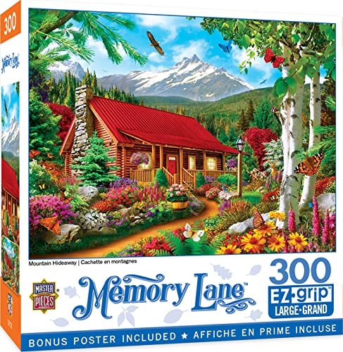 MasterPieces - 300 Piece Jigsaw Puzzle, Large EZ Grip Shapes, Mountain Hideaway, Fun for Adults, Seniors, Family, Kids, Non-Glare Finish, 18"x24" - Image 1
