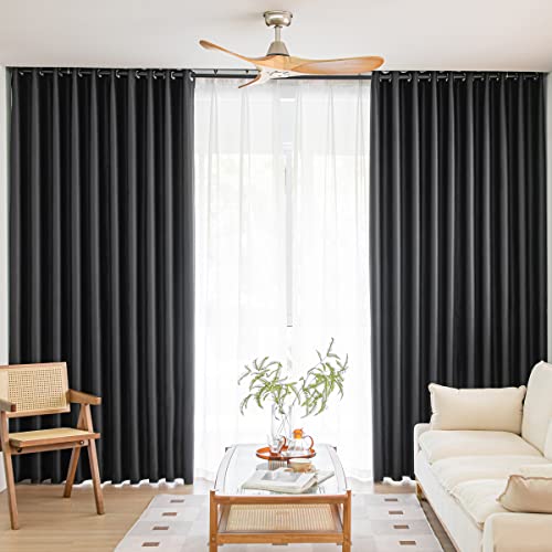 MOONVAN Window Black Blackout Curtains for Bedroom 84 inches Long 2 Panels Set Grommet Blackout Drapes Energy Saving Noise Reducing Thermal Insulated for Bedroom Living Room Nursery - Image 1