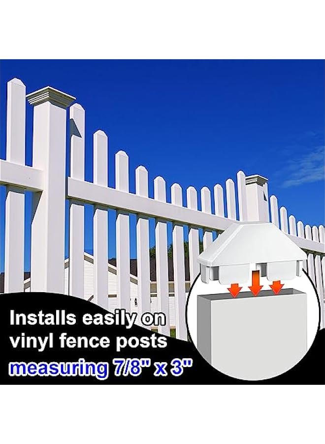 Arabest 8 Packs Vinyl Picket Fence Caps 7/8 x 3 Vinyl Picket Fence Parts White Post caps for Outdoor Garden (Dog Ear) - Image 4