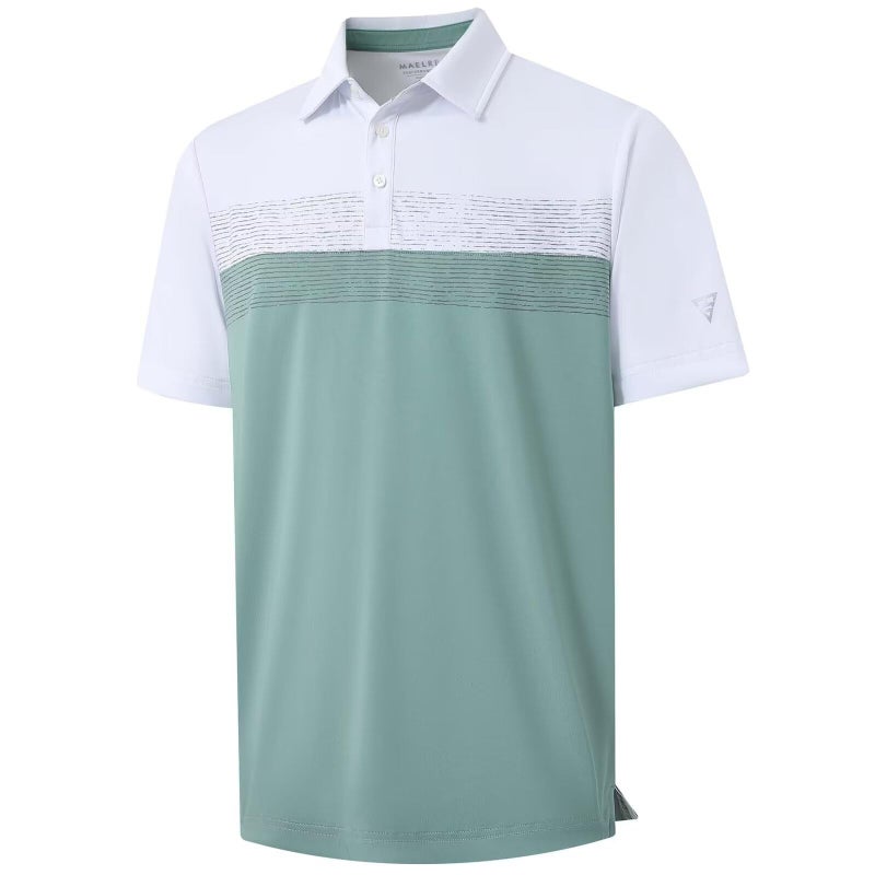 M MAELREG Mens Polo Shirts Short Sleeve Performance Quick Dry Color Block Casual Collared Golf Shirts for Men - Image 1