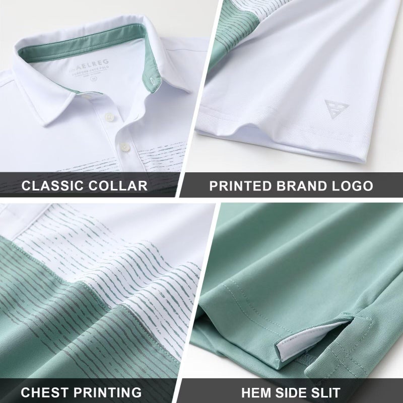 M MAELREG Mens Polo Shirts Short Sleeve Performance Quick Dry Color Block Casual Collared Golf Shirts for Men - Image 5