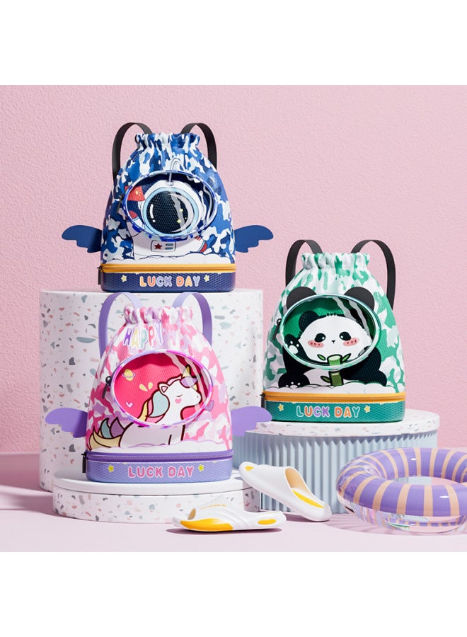 Swimming Bag Dry And Wet Separate Swimwear Storage Waterproof Bag Beach Bag Children's Swimming Essential Fitness Equipment Backpack-Color:As Shown In The Picture-Capacity:Large Unicorn (with Shoe C - Image 5