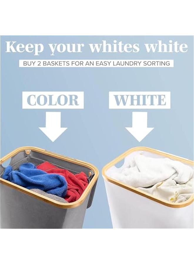 HOOKOR 110L Double Laundry Hamper with Lid, Large Laundry Basket with plastic Handles and Removable Laundry Bags, Foldable Clothes Hampers for Laundry for Bedroom, Bathroom, Dorm (Gray) - Image 3