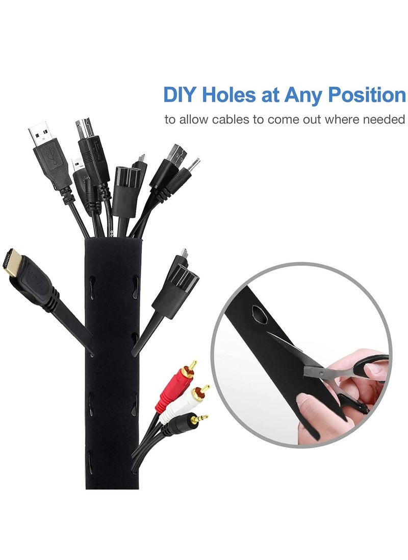 Alruht 4 Pack Cable Management Sleeve, 50cm Cord Organizer with Zipper for TV, Computer, Office, Home Entertainment, Flexible Cable Sleeve Hider System(Black)  - Image 4