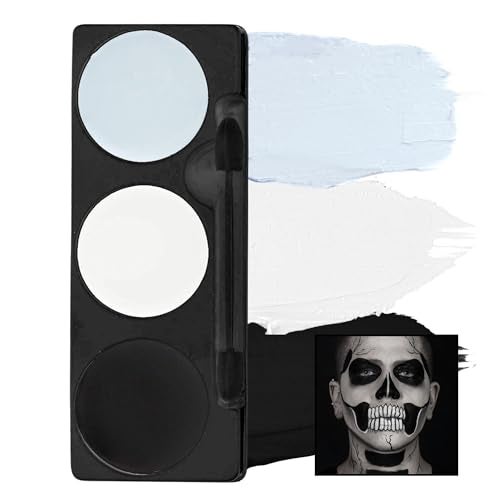 Mehron Makeup TriColor Character Makeup Palette Halloween Special Effects and Theater Cream FX Palette Face Paint 7 oz 20 g Skeleton - Image 1