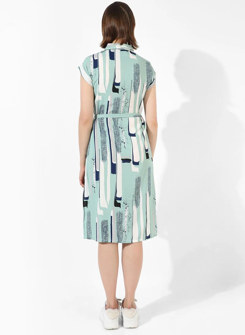 Pinacolada  Women's Mint Green Abstract Midi Dress for Women | Best Price UAE