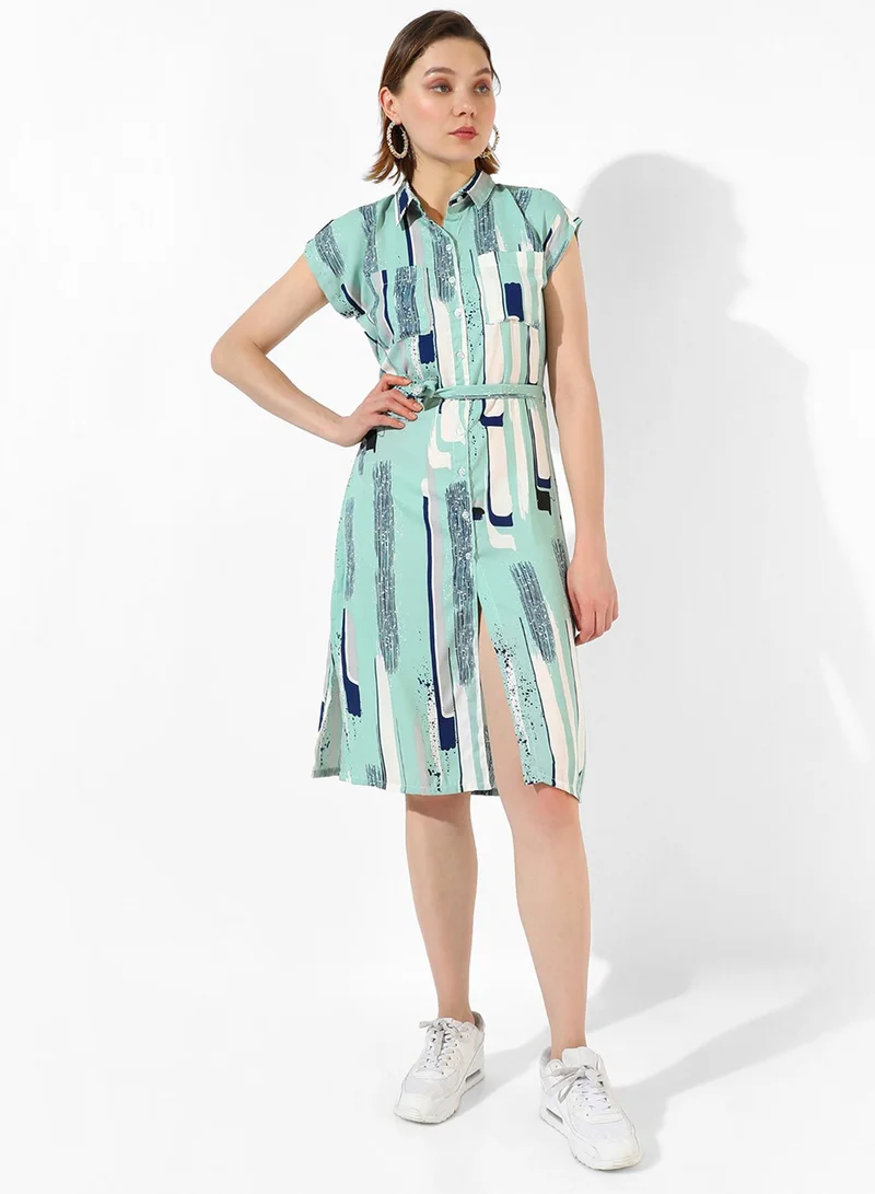 Pinacolada  Women's Mint Green Abstract Midi Dress for Women | Best Price UAE