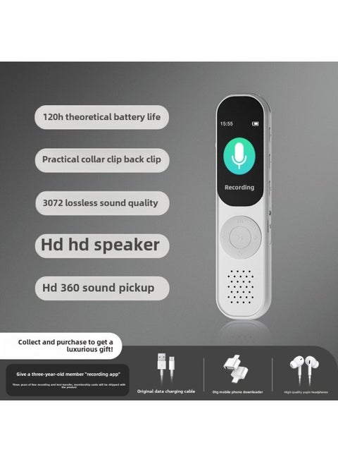 Recording Pen Professional Portable High-definition Noise Reduction Small Students Class Meeting Recording To Text Super Long-Body Color:Yunbai Ultra-long Battery Life Version [about 120 Hours Of Battery Life]-Memory Capacity:16gb [30% Selection/can Save 64h]-official Standard Configuration