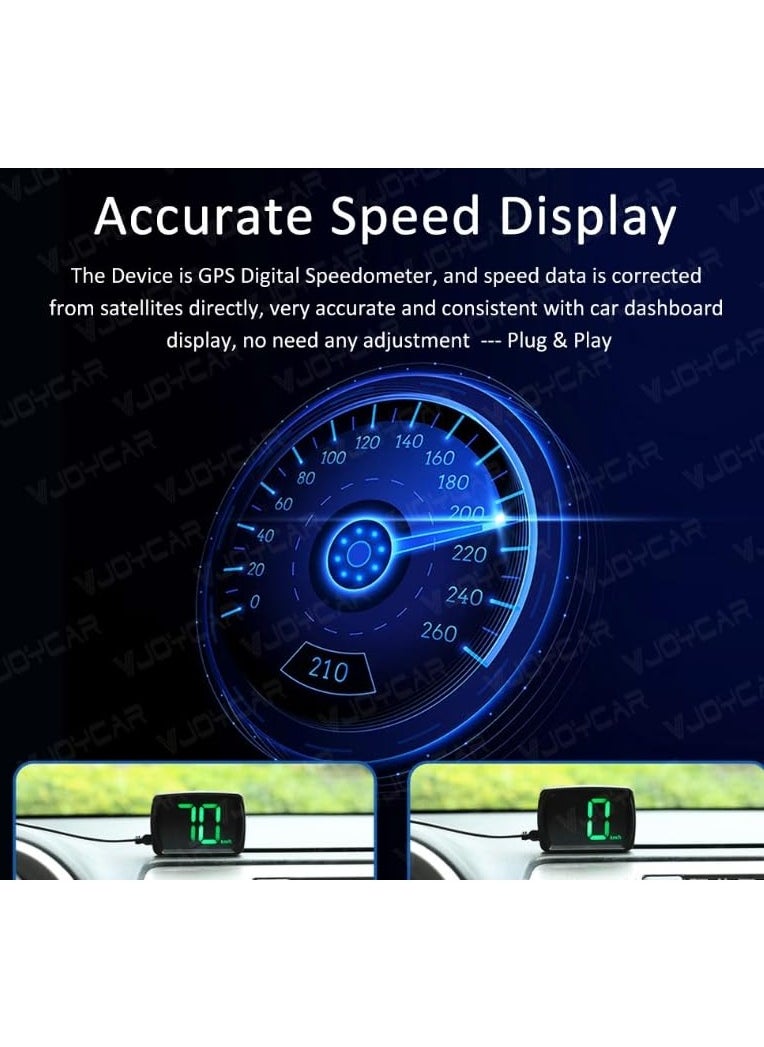شو وو - شاشة عرض عداد السرعة GPS لرأس السيارة للسيارات ذات السرعة ميلاً في الساعة، قابس وتشغيل USB، مناسب لجميع السيارات - Image 1