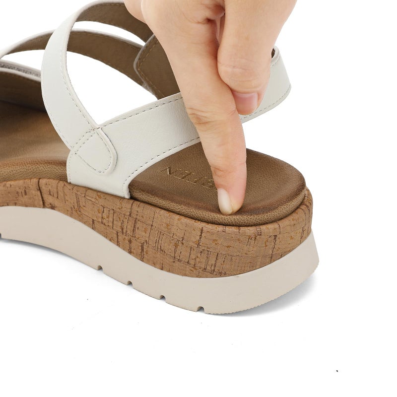UBFEN Womens Flat Sandals Arch Support Open Toe Walking Comfy Casual Low Wedge Summer Shoes B White Size US 8 - Image 2