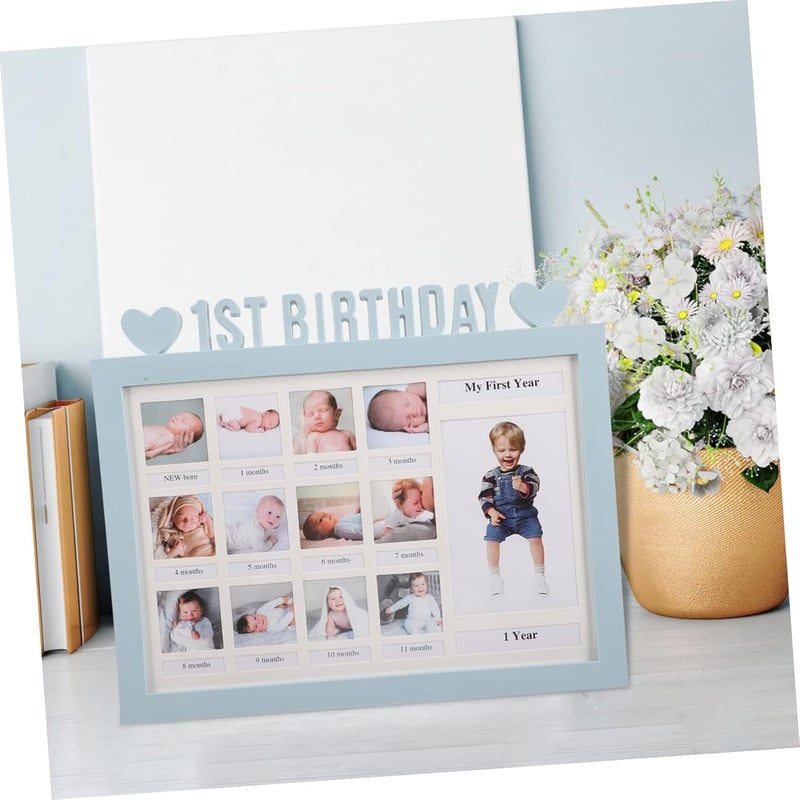 Kisangel Growth Record Photo Frame Sight Keepsake Announcement Boys 12 Month Picture Frame First Year Picture Frames Custom Frame Search Nursery Plastic Sky-blue - Image 4