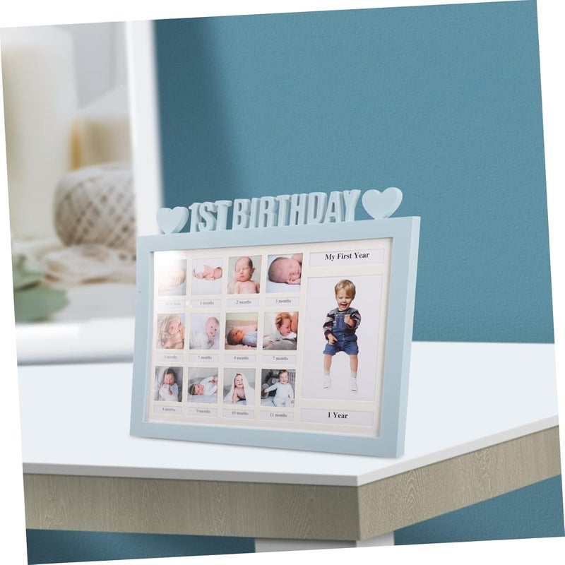 Kisangel Growth Record Photo Frame Sight Keepsake Announcement Boys 12 Month Picture Frame First Year Picture Frames Custom Frame Search Nursery Plastic Sky-blue - Image 3