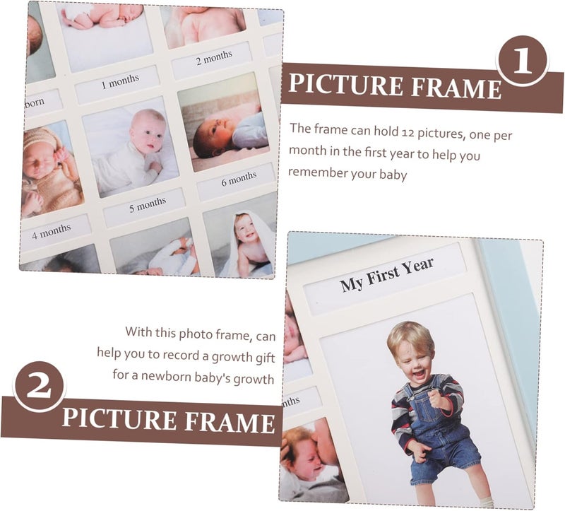 Kisangel Growth Record Photo Frame Sight Keepsake Announcement Boys 12 Month Picture Frame First Year Picture Frames Custom Frame Search Nursery Plastic Sky-blue - Image 5