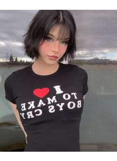 TouzModa Touz Moda I Love To Make Boys Cry Printed Black Crop  - Image 3