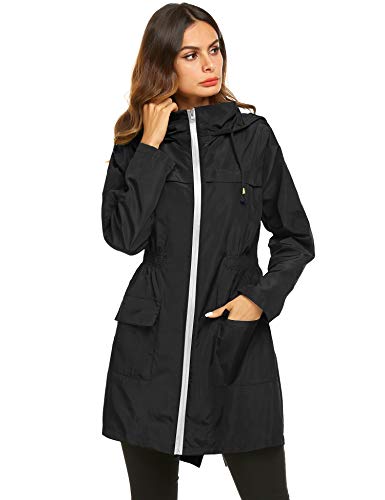 LOMON Womens Lightweight Hooded Raincoat Waterproof Packable Active Outdoor Rain Jacket - Image 2