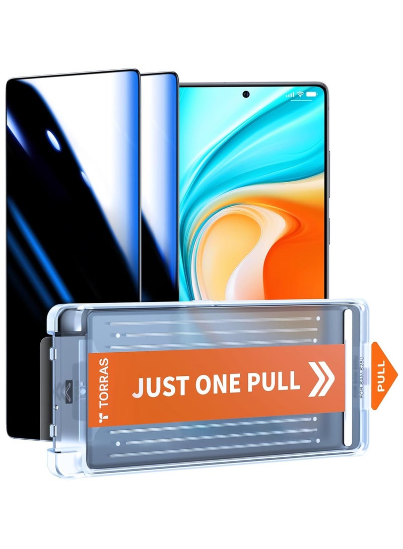 12FT Mil-Grade Shatterproof for Samsung Galaxy S25 Ultra Privacy Screen Protector [9H+ Aerospace Tempered Glass And One-Pull Installation] Anti Spy Bubble Free 6.9-Inch GlassGo X Privacy - Black - Image 1