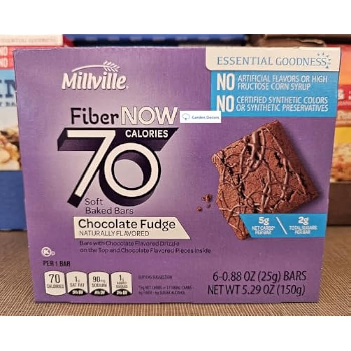 Fiber NOW Millville 70 Calories Soft Baked Bars Chocolate Fudge 5.29oz 150g - Image 1