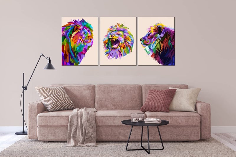 Mistyefly 3-Piece Colorful Lion Wall Art - Image 4