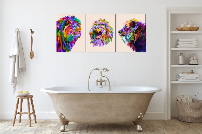 Mistyefly 3-Piece Colorful Lion Wall Art - Image 3