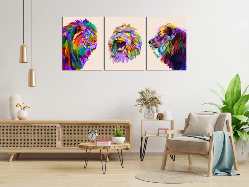 Mistyefly 3-Piece Colorful Lion Wall Art - Image 2