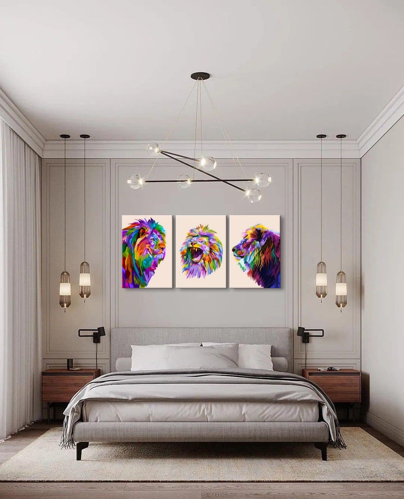 Mistyefly 3-Piece Colorful Lion Wall Art - Image 5
