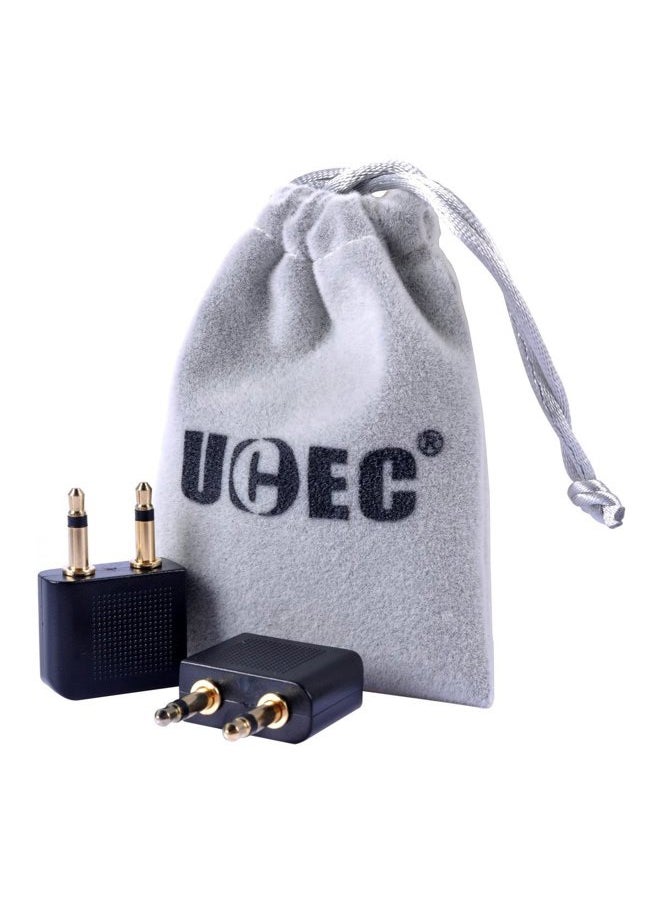 UCEC Airplane Headphone Adapter, 3.5mm Airplane Adapter for Headphones, Golden Plated Airline Headphone Adapter for in-Flight Entertainment System, 2 Pack  - Image 1
